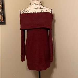 Burgundy off the shoulder sweater dress 🌵5 for 30